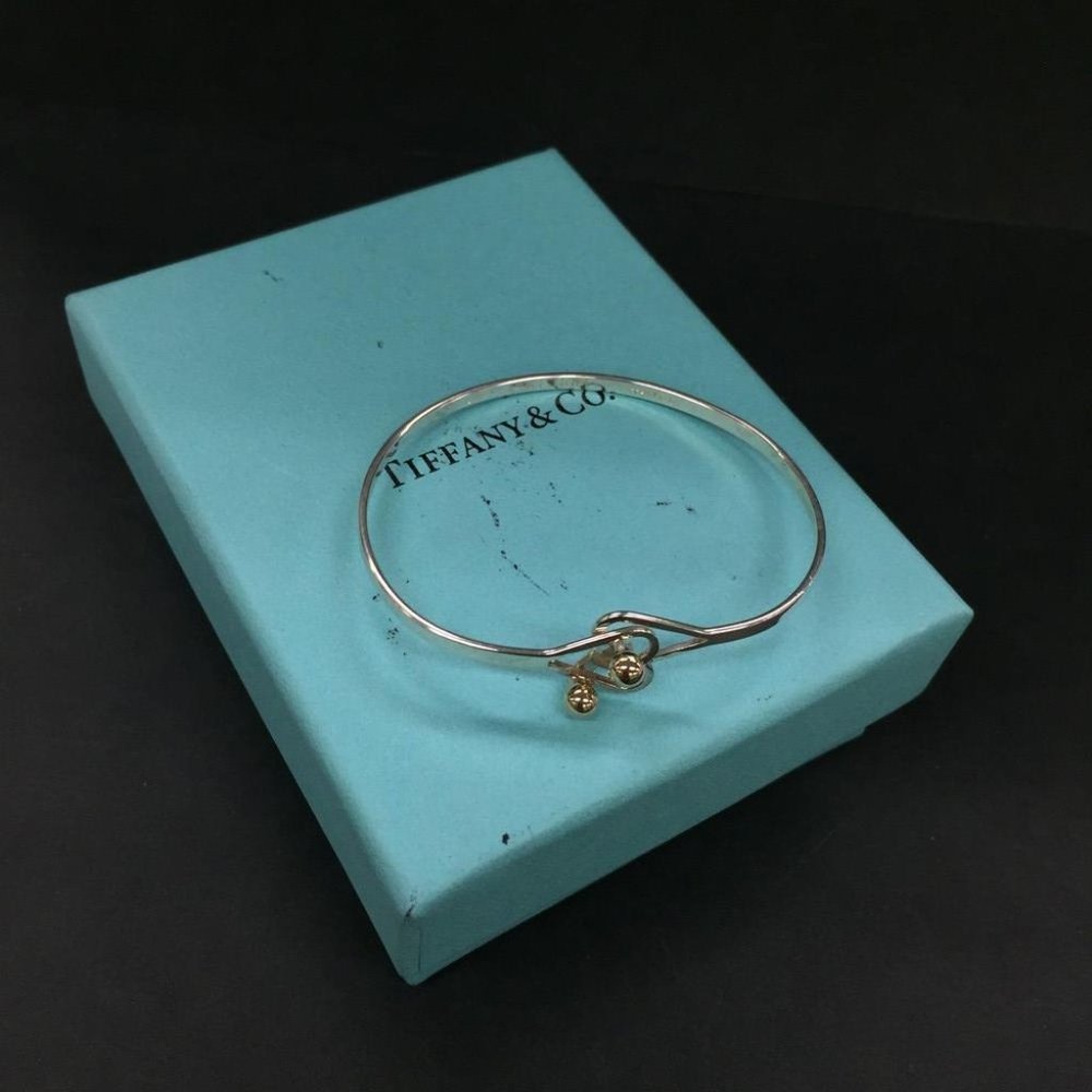 TIFFANY&CO. Silver 925/750 Gold Love Knot Bracelet /tz0146